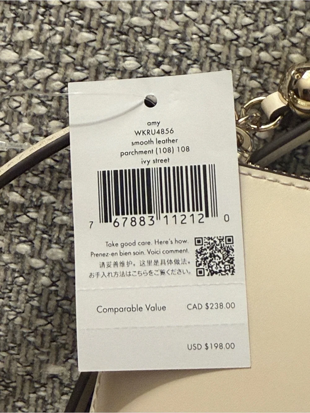 kate spade Ivy Streer Cream Leather Crossbody with Gold Hardware